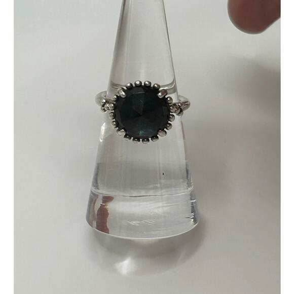 Vintage Sterling Pandora Ring with Blue Stone Size 6 - Picture 2 of 12